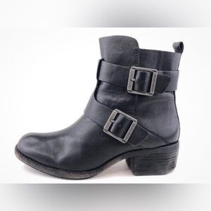 Kork-Ease Maxine Casual Ankle Boots Womens Size 6.5 Black Leather Zip Buckle
